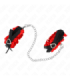 KINK - MUÑEQUERAS ELÁSTICAS DE ENCAJE CON DETALLE CORAZÓN ROJO AJUSTABLE 22-35 CM