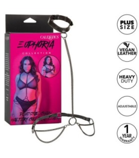 CALEXOTICS - EUPHORIA COLLAR HALTER Y CORREA CON CADENA TALLA PLUS