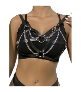 SUBBLIME - 953713 CINTURÓN DE BONDAGE PUNK HEBILLA METAL NEGRO TALLA ÚNICA