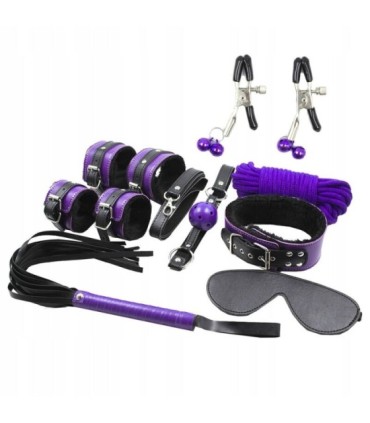 SECRETPLAY - BDSM SET 8PCS LILA / NEGRO