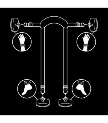 FETISH SUBMISSIVE - POSICIÓN MASTER CON 4 ESPOSAS CON FORRO DE NEOPRENO