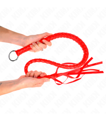 KINK - LÁTIGO DE SERPIENTE CON ANILLO DE MANO ROJO 65 CM