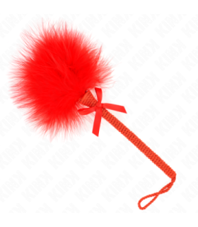 KINK - MASAJEADOR DE CUERDA DE NAILON CON PLUMAS PARA COSQUILLAS Y LAZO ROJO 25 CM