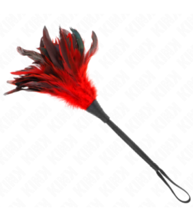 KINK - PLUMAS DE POLLO PARA COSQUILLAS CON FORMA CUERNO DE CRIADA ROJO 36 CM