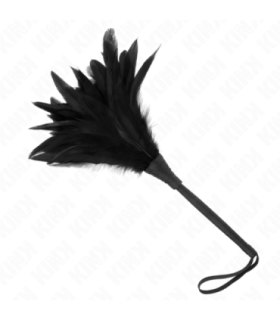 KINK - PLUMAS DE POLLO PARA COSQUILLAS CON FORMA CUERNO DE CRIADA NEGRO 36 CM