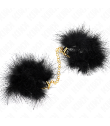 KINK - ESPOSAS DE PLUMAS NEGRO CON CADENA DORADA MODELO 2