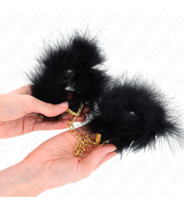 KINK - ESPOSAS DE PLUMAS NEGRO CON CADENA DORADA MODELO 2