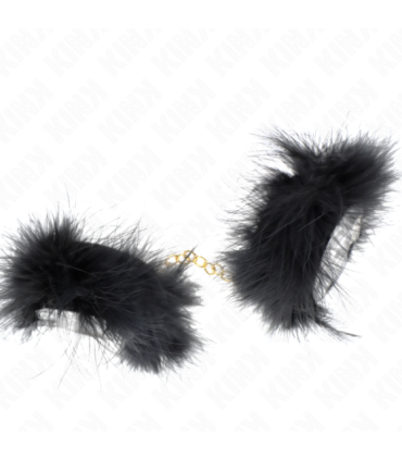 KINK - ESPOSAS DE PLUMAS NEGRO CON CADENA DORADA MODELO 2