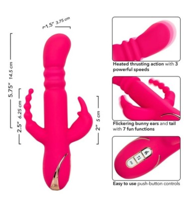 CALEXOTICS - JACK FANTASY TRIPLE VIBRADOR CALENTABLE RABBIT ROSA