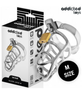 ADDICTED TOYS LOCKED - SILVER LOCK JAULA PARA PENE DE METAL TALLA M