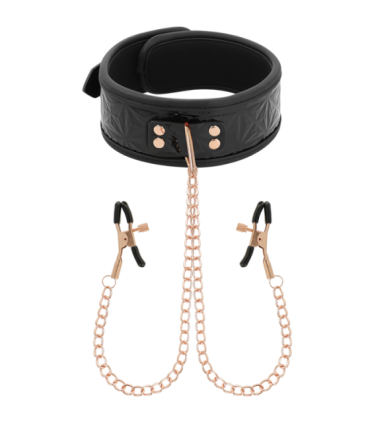BEGME - BLACK EDITION COLLAR CON CADENAS Y PINZAS PEZONES CON FORRO DE NEOPRENO