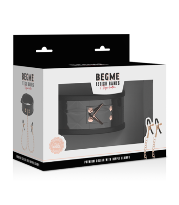 BEGME - BLACK EDITION COLLAR CON CADENAS Y PINZAS PEZONES CON FORRO DE NEOPRENO