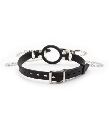 OHMAMA FETISH - MORDAZA DE ANILLA CON CADENAS Y PINZAS PEZONES