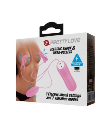 PRETTY LOVE - PINZAS CON VIBRACIÓN Y ELETROSHOCK ROSA