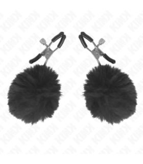 KINK - PINZAS PARA PEZONES CON POMPÓN NEGRO 6 CM