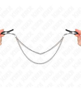 KINK - PINZAS PARA PEZONES CON DOBLE CADENA GRUESA PLATEADO 20/23 CM
