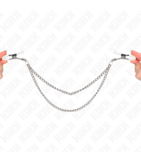 KINK - PINZAS PARA PEZONES CON DOBLE CADENA FINA PLATEADO 20/23 CM