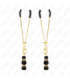 KINK - PINZAS PARA PEZONES DORADA FINA CON TRIPLE BOLA DE VIDRIO NEGRO 7 CM