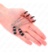 KINK - PINZAS PARA PEZONES PLATEADA FINA CON TRIPLE BOLA DE VIDRIO NEGRO 7 CM