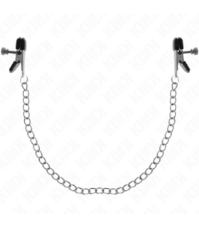 KINK - PINZAS PARA PEZONES PLANAS NEGRO CON CADENA PLATEADO 34 CM