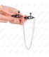 KINK - PINZAS PARA PEZONES PLANAS NEGRO CON CADENA PLATEADO 30 CM