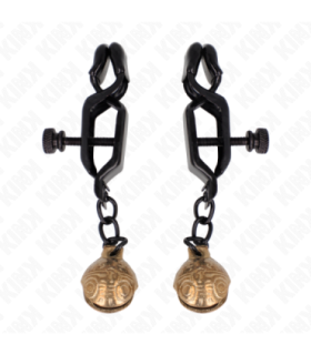 KINK - PINZAS PARA PEZONES PLANAS NEGRO CON CASCABEL 7 CM