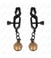 KINK - PINZAS PARA PEZONES PLANAS NEGRO CON CASCABEL 7 CM