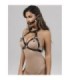 SUBBLIME - 953720 PINZAS PARA EL PECHO CON CORREA DE CUERO BONDAGE NEGRO TALLA ÚNICA