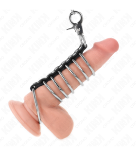 KINK - 7 ANILLOS PENE METAL 3.8 CM A 5 CM CONECTADOS CON POLIPIEL Y CADENA METAL 100 CM