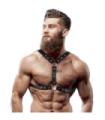 FETISH SUBMISSIVE ATTITUDE - ARNÉS ECOPIEL PECHO CON DOBLE SUJECIÓN Y TACHUELAS HOMBRE