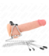 KINK - ANILLO PENE TRIPLE METAL CROMADO 3 CM A 4.5 CM CON CADENA METAL 26 CM Y PINZAS PARA PEZONES