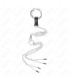 KINK - ANILLO PENE TRIPLE METAL CROMADO 3 CM A 4.5 CM CON CADENA METAL 26 CM Y PINZAS PARA PEZONES