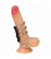 KINK - 4 ANILLOS PENE METAL 3.7 CM A 5 CM CONECTADOS POR CUERO