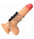 KINK - 4 ANILLOS PENE METAL 3.7 CM A 5 CM CONECTADOS POR CUERO