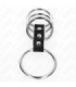 KINK - 4 ANILLOS PENE METAL 3.7 CM A 5 CM CONECTADOS POR CUERO