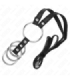 KINK - 4 ANILLOS PENE METAL CONECTADOS 3.8 CM A 5 CM CON CINTURÓN DE POLIPIEL 112 CM