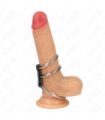 KINK - ANILLO PENE TRIPLE METAL 3.7 CM A 5 CM CONECTADOS CON CUERO