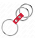 KINK - ANILLO PENE TRIPLE METAL 3.7 CM A 5 CM CONECTADOS CON CUERO ROJO