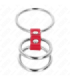 KINK - ANILLO PENE TRIPLE METAL 3.7 CM A 5 CM CONECTADOS CON CUERO ROJO