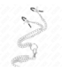 KINK - ANILLO PENE TRIPLE METAL CROMADO 3.8 CM A 5 CM CON CADENA METAL 26 CM Y PINZAS PARA PEZONES MODELO 1