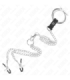 KINK - ANILLO PENE TRIPLE METAL CROMADO 3.8 CM A 5 CM CON CADENA METAL 26 CM Y PINZAS PARA PEZONES MODELO 1