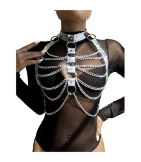 SUBBLIME - 953737 ARNÉS DE PECHO CON ANILLOS Y CADENAS PLATA TALLA ÚNICA