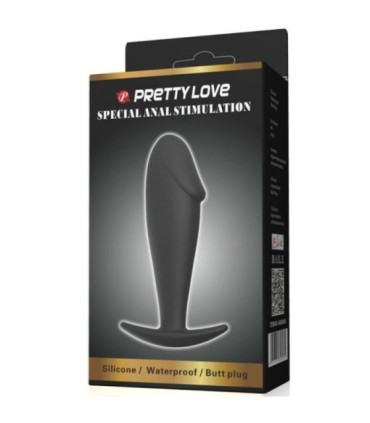PRETTY LOVE - PLUG ANAL SILICONA FORMA PENE NEGRO