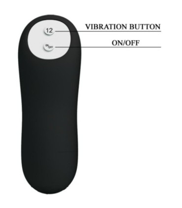 PRETTY LOVE - PLUG ANAL SILICONA FORMA PENE Y 12 MODOS VIBRACIÓN NEGRO