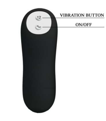 PRETTY LOVE - PLUG ANAL SILICONA ESTIMULACIÓN EXTRA Y 12 MODOS VIBRACIÓN NEGRO CONTROL REMOTO