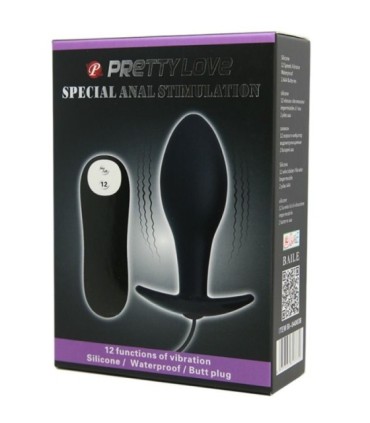 PRETTY LOVE - PLUG ANAL SILICONA FORMA ANCLA 12 MODOS VIBRACIÓN NEGRO
