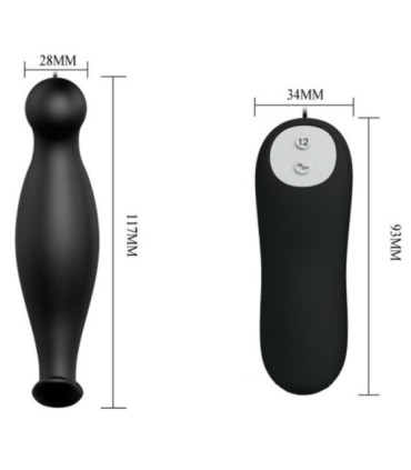 PRETTY LOVE - PLUG ANAL SILICONA 12 MODOS VIBRACIÓN NEGRO