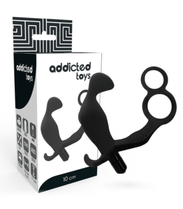 ADDICTED TOYS - PLUG ANAL CON ANILLA DOBLE PENE Y TESTÍCULOS NEGRO