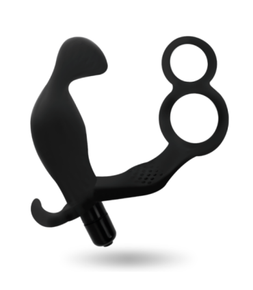 ADDICTED TOYS - PLUG ANAL CON ANILLA DOBLE PENE Y TESTÍCULOS NEGRO