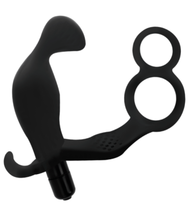 ADDICTED TOYS - PLUG ANAL CON ANILLA DOBLE PENE Y TESTÍCULOS NEGRO